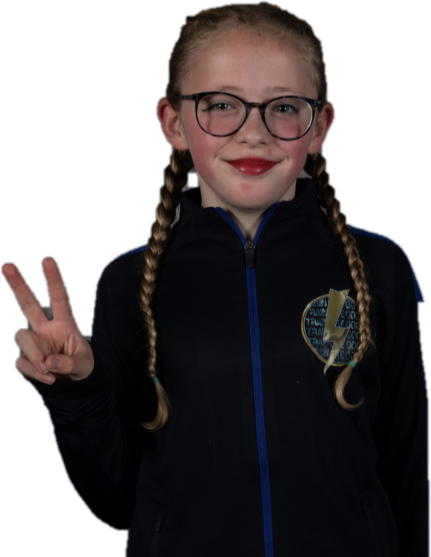 Smiling Tycoons athlete giving a peace sign