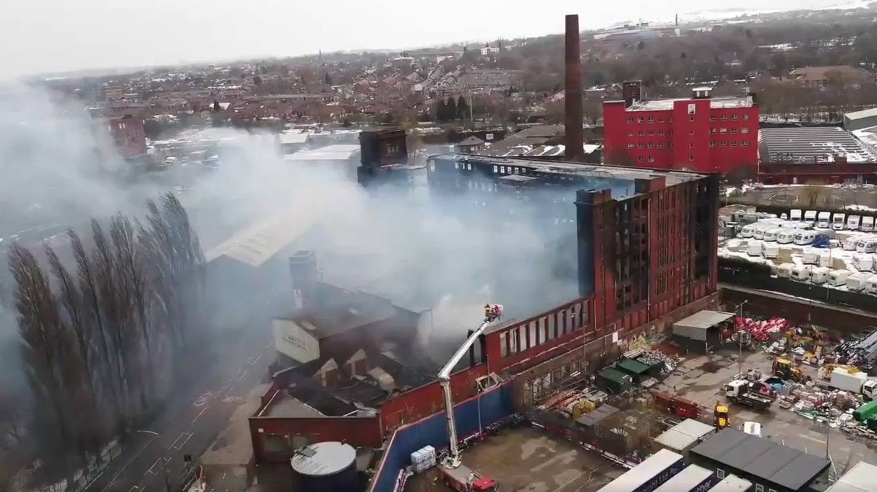 Smoke rising from the mill where the Tycoons gym burned down in 2018