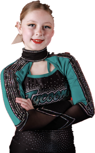 Tycoons athlete in her teal and black uniform